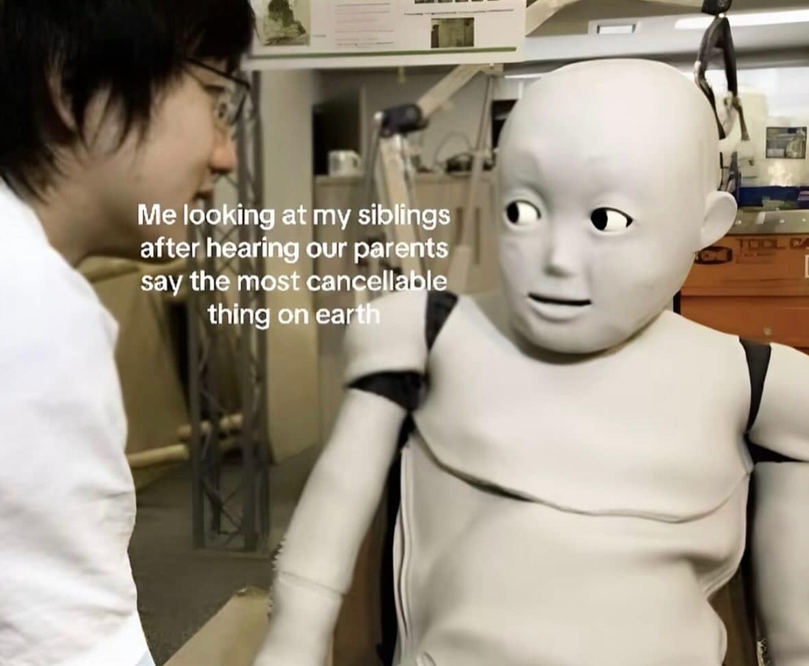 Me looking at my siblings after hearing our parents say the most cancellable thing on earth