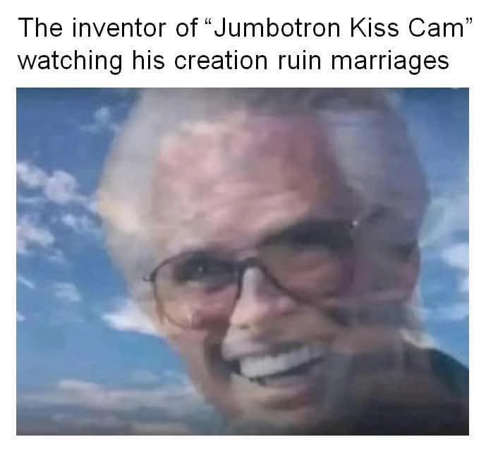 The inventor of "Jumbotron Kiss Cam" watching his creation ruin marriages