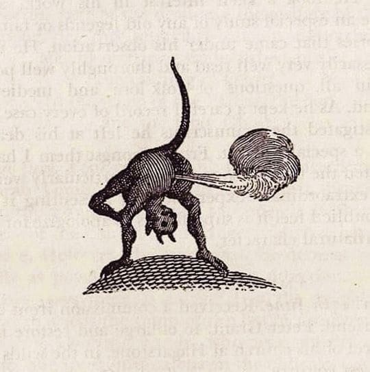 Vintage-style illustration of demon farting