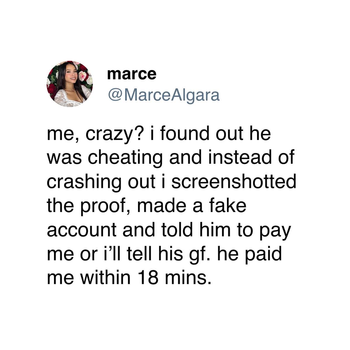 Tweet about blackmailing cheating ex for money