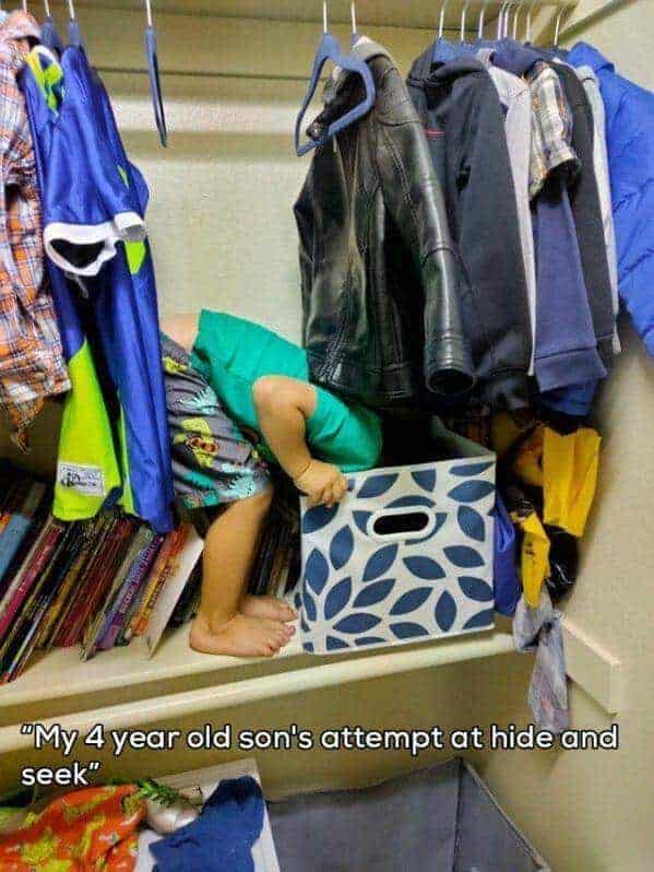 "My 4 year old son's attempt at hide and seek"