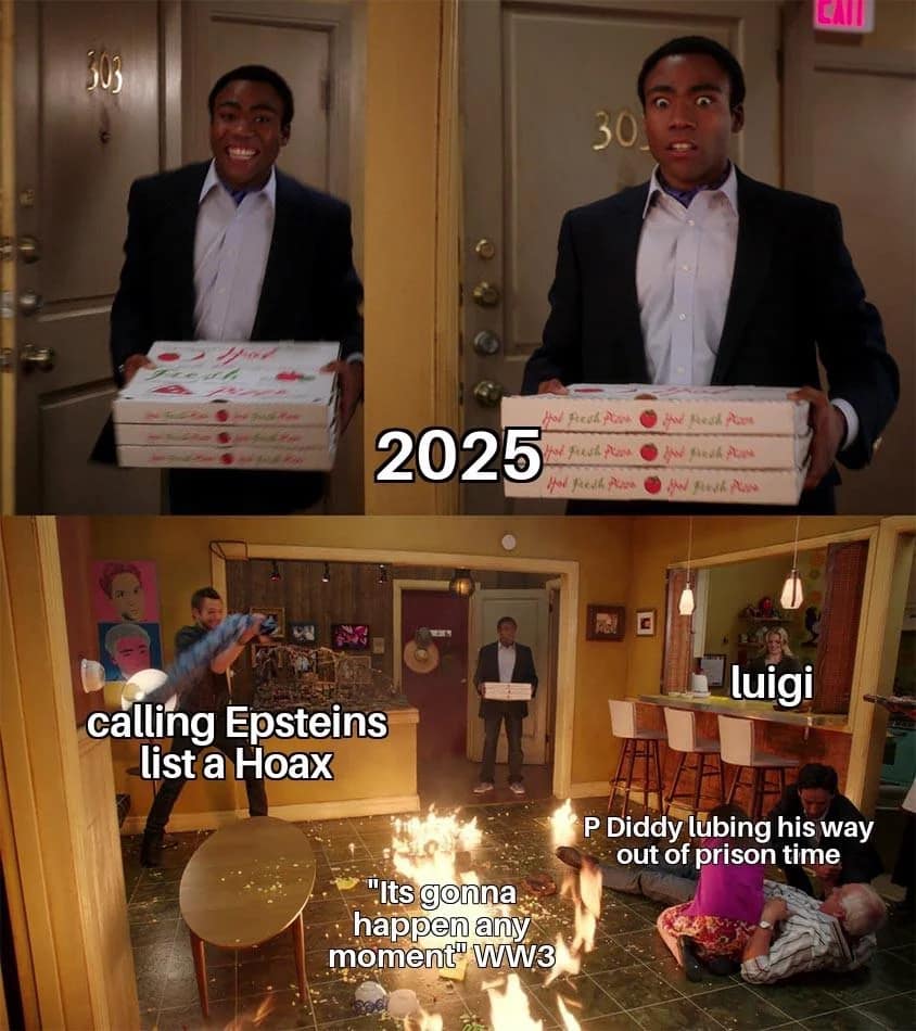 2025 luigi calling Epsteins list a Hoax P Diddy lubing his way out of prison time "Its gonna happen any moment™ WW3