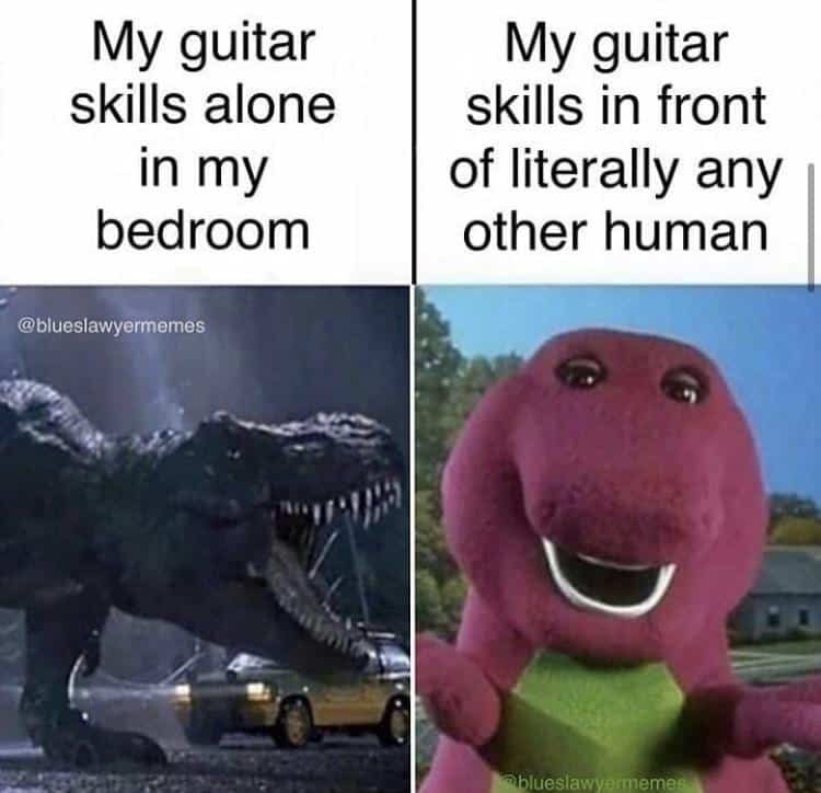 My guitar skills alone in my bedroom @blueslawyermeres My guitar skills in front of literally any other human