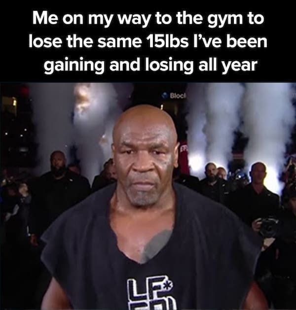 Man walking to gym looking determined to lose the same 15 pounds again