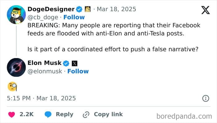 BREAKING: Many people are reporting that their Facebook feeds are flooded with anti-Elon and anti-Tesla posts. Is it part of a coordinated effort to push a false narrative?