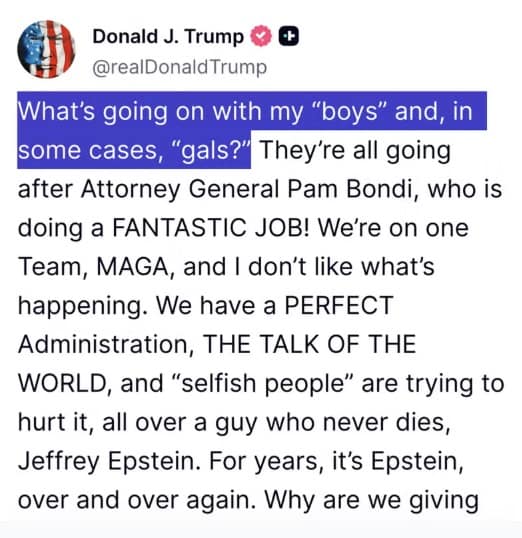 in some cases gals memes, in some cases gals, trump memes, jeffrey epstein memes, trump typo memes, maga meltdown memes, political rant jokes, truth social memes, conspiracy list memes, presidential quote memes, viral phrase memes, social media gaffe memes, what's wrong with my boys and in some cases gals