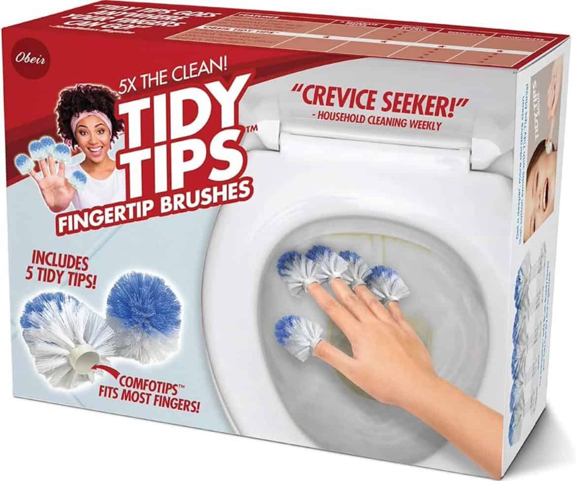 Obeir 5X THE CLEAN! SIPS FINGERTIP BRUSHES INCLUDES 5 TIDY TIPS! "CREVICE SEEKER!" - HOUSEHOLD CLEANING WEEKLY (OMFOTIPS™ FITS MOST FINGERS!