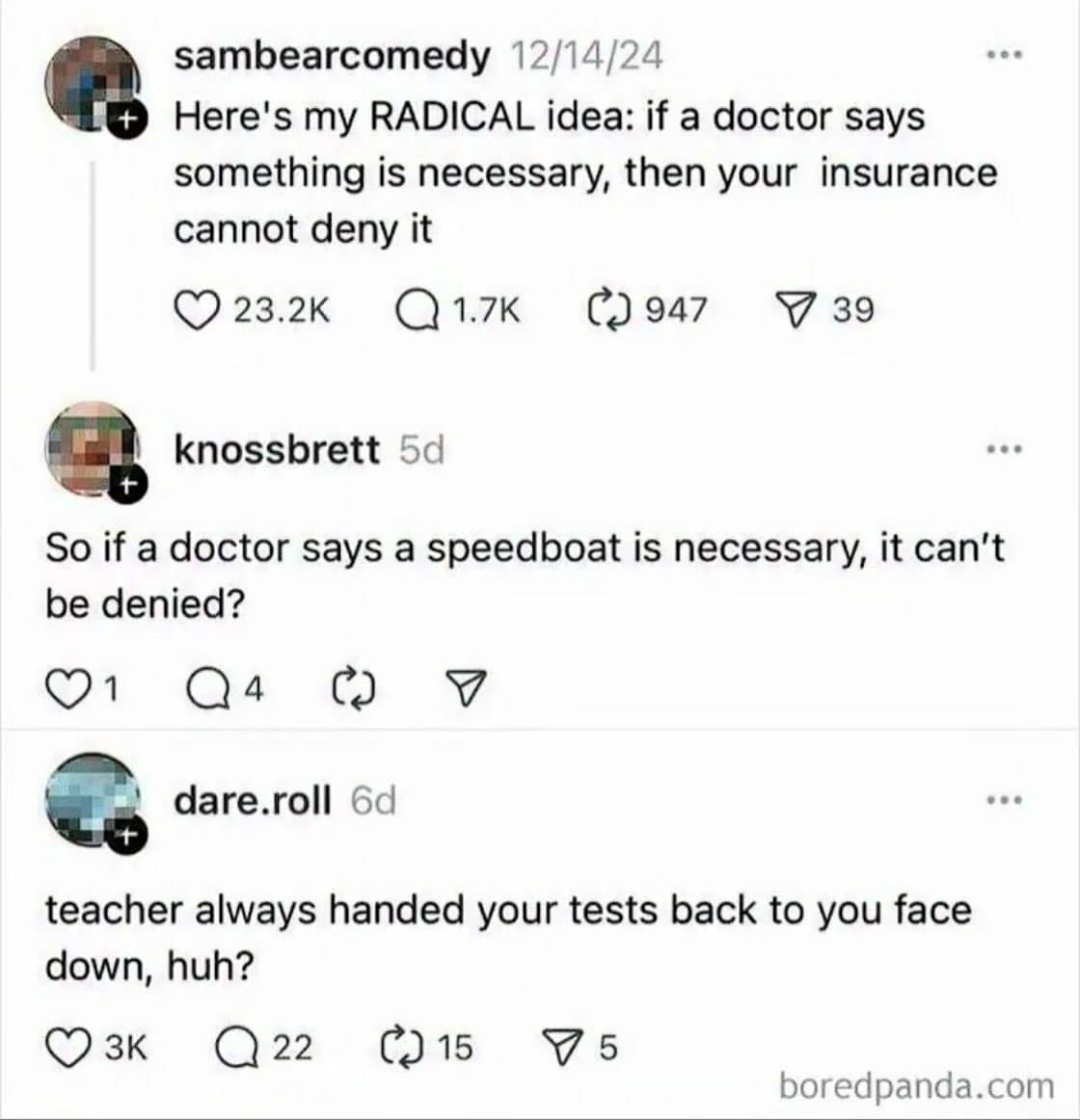meme dump doctor insurance speedboat necessary comment thread funny memes
