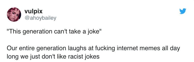 Internet meme defending millennial humor.