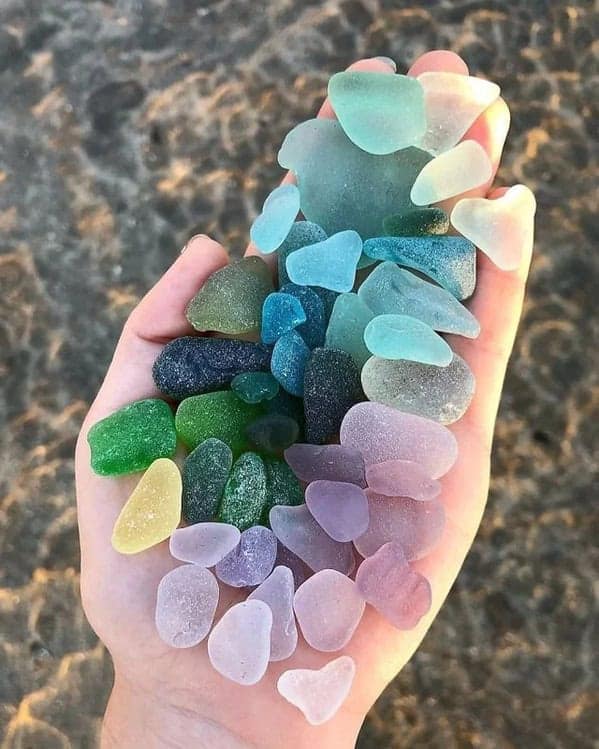 Handful of colorful polished sea glass pieces