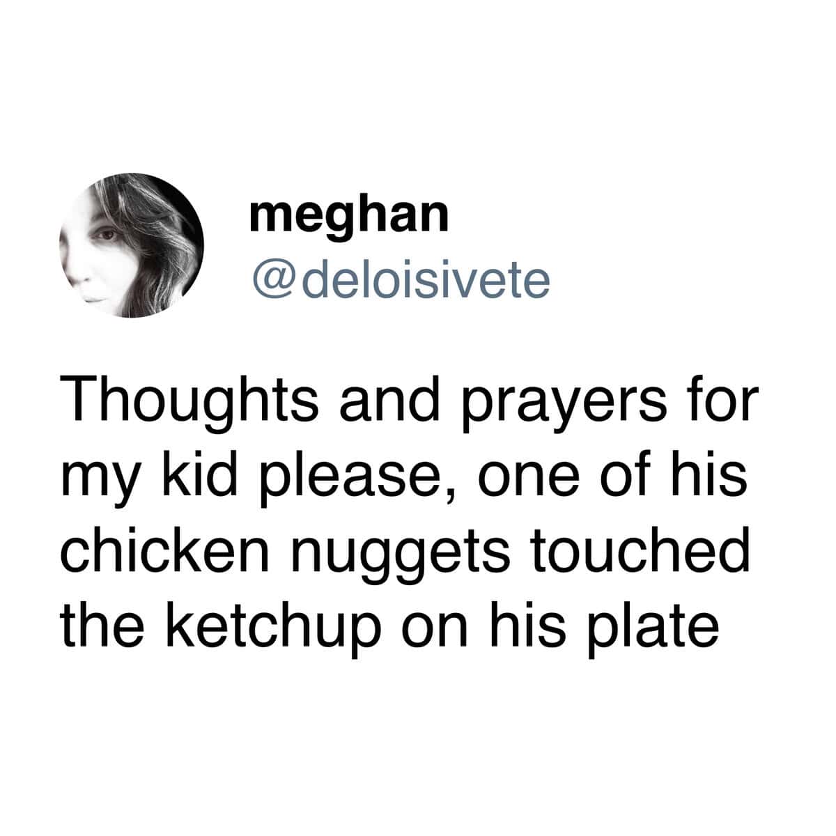 Parenting memes thoughts and prayers tweet about chicken nuggets