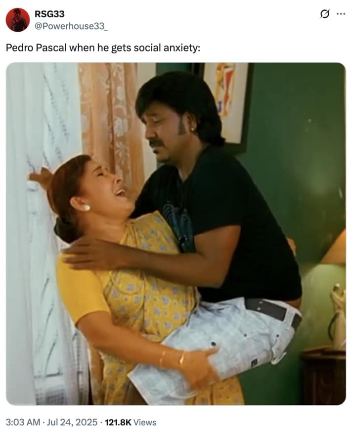 pedro pascal anxiety memes, hot girl anxiety memes, pedro pascal memes, anxiety memes, celebrity anxiety memes, social anxiety meme, Pedro Pascal press tour, Pedro Pascal Fantastic Four, Vanessa Kirby memes, standing on business memes, celebrity behavior memes, hot girl anxiety trend