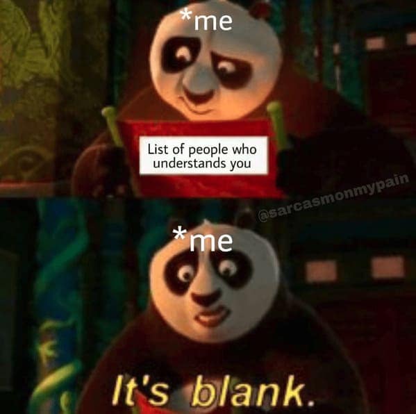 Kung Fu Panda holding a scroll labeled “List of people who understand you,” revealing it’s blank