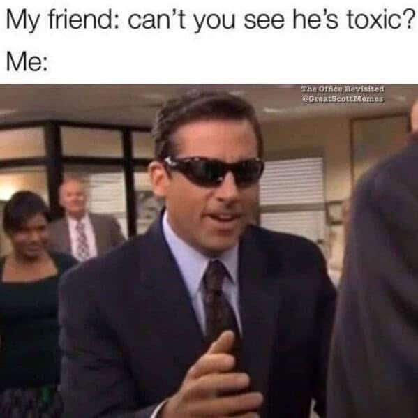 Michael Scott wearing sunglasses ignoring red flags