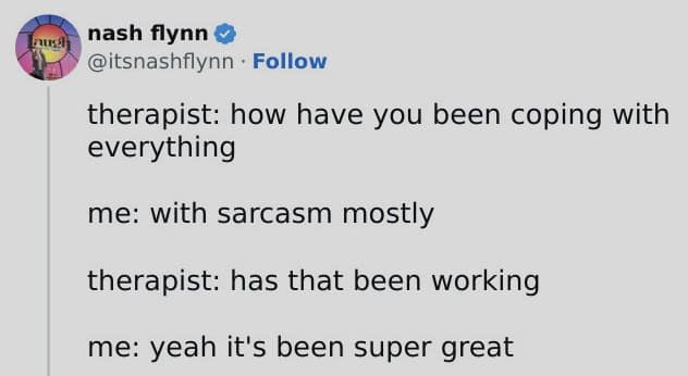 therapy memes, funny tweets about therapy, self-care memes, coping memes, group chat memes, funny tweets, therapy jokes, mental health jokes, trending memes, relatable memes, oversharing memes, therapist jokes, medication memes, viral posts, emotional health, therapy session memes, meme gallery, brain memes, stress memes