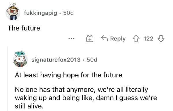 Users mourn the loss of hope and excitement for the future