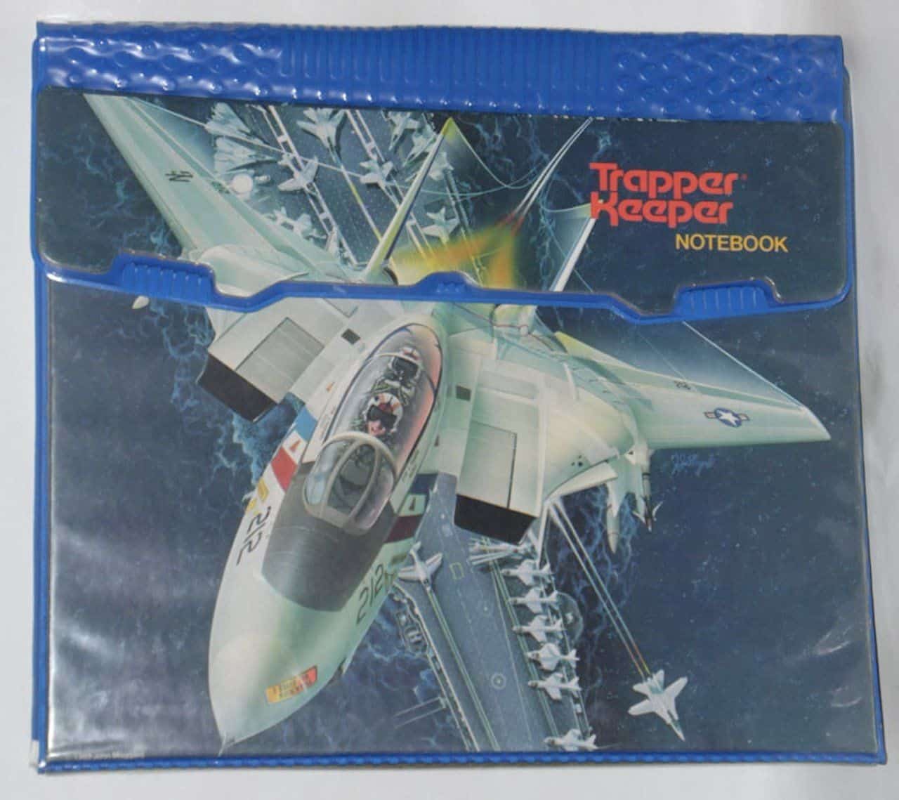 Vintage Trapper Keeper with fighter jet and aircraft carrier art