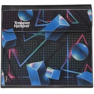 Trapper Keeper with neon 3D geometric grid pattern