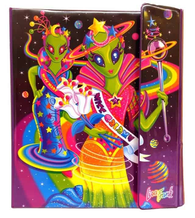 Lisa Frank alien queen binder with rainbow space theme