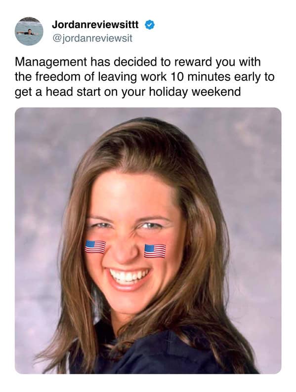 Management has decided to reward you with the freedom of leaving work 10 minutes early to get a head start on your holiday weekend