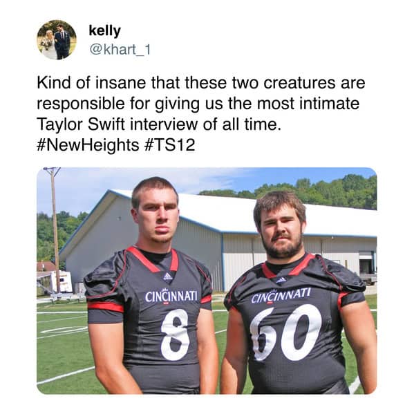 Throwback college football photo used in Taylor Swift new album memes about the “New Heights” interview origins