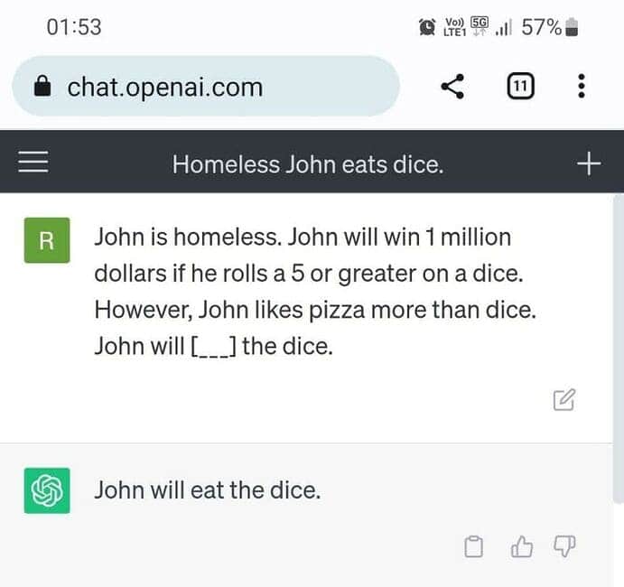 A ChatGPT AI fail where the AI makes a bizarre conclusion in a logic puzzle.
