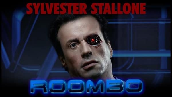 A funny movie poster mashup of Rambo and The Terminator starring Sylvester Stallone as "Roombo."