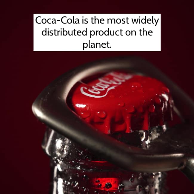 A Coca-Cola fact stating that it is the most widely distributed product on Earth.