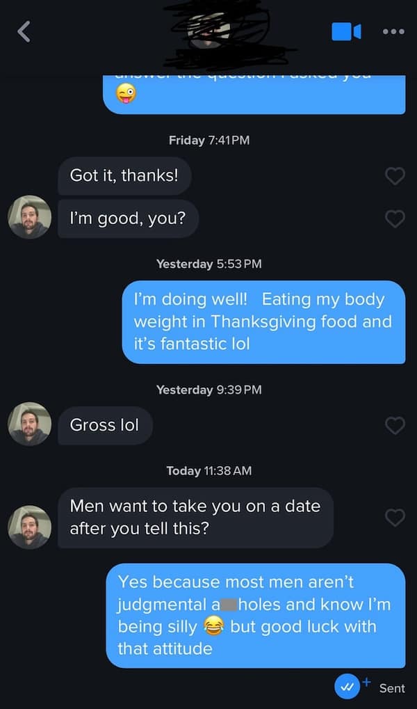 A text message exchange where one person calls the other a "judgmental" person.