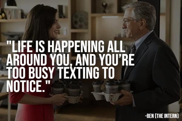 Robert De Niro as Ben sharing life advice in The Intern