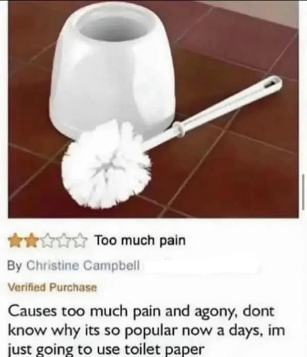 Hilarious Amazon review misunderstanding toilet brush purpose