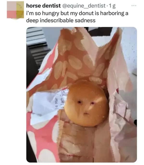 Donut with accidental sad face sparks emotional reaction online