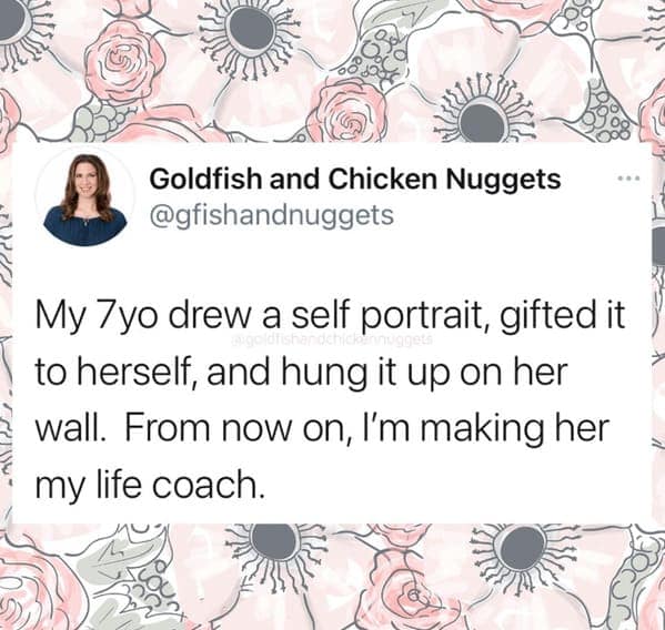 A funny daughter meme about a girl with amazing self-confidence who gifts herself a self-portrait.