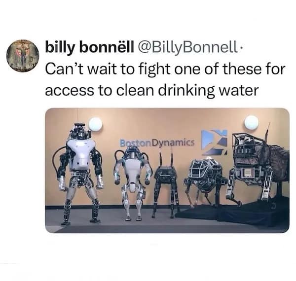 Tweet joking about fighting Boston Dynamics robots