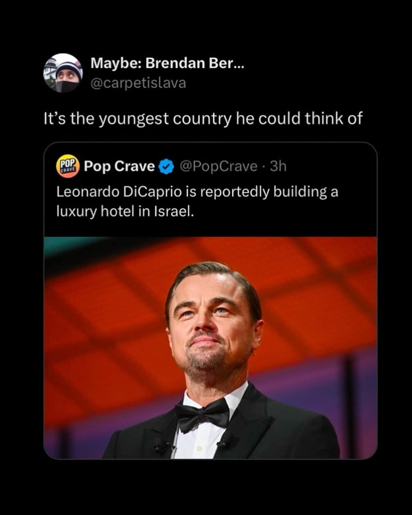 Tweet mocking Leonardo DiCaprio’s dating habits using Israel hotel news