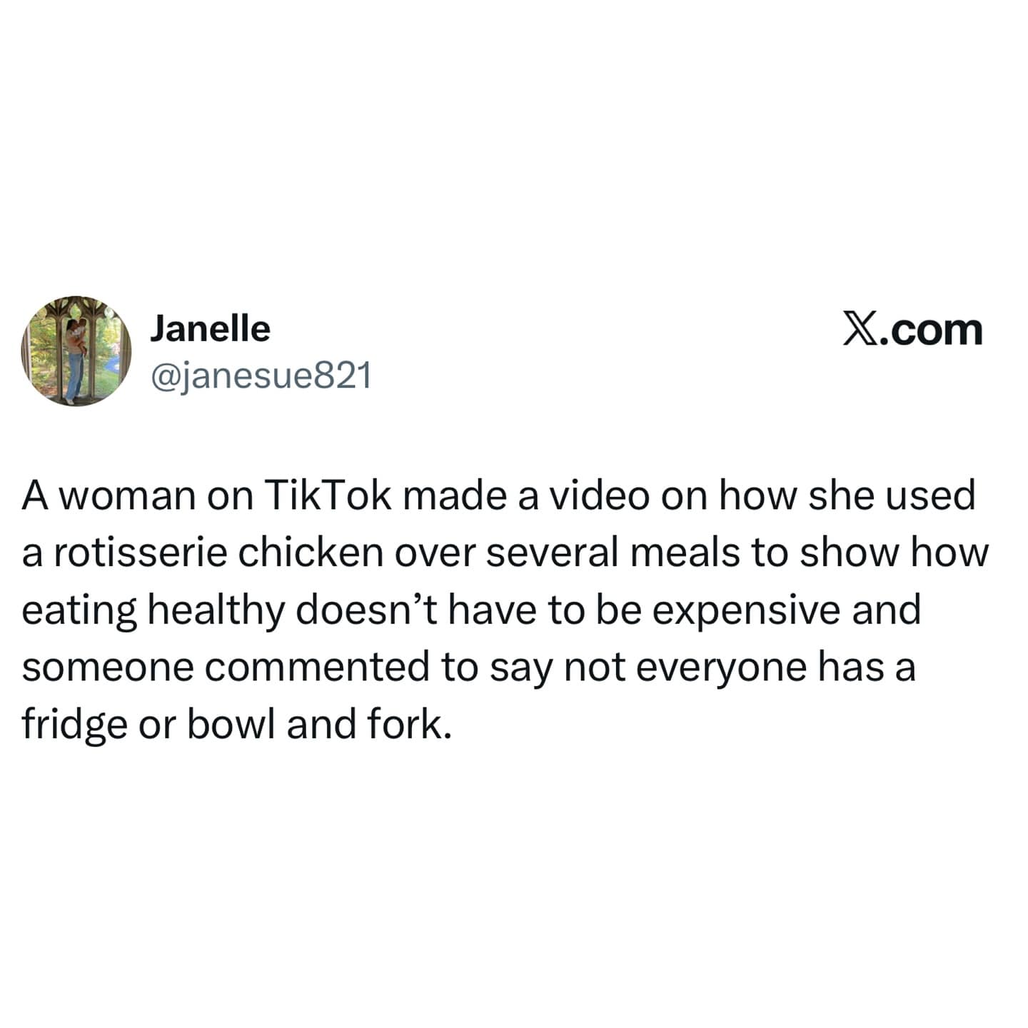 Tweet about a TikTok comment derailing a helpful video with an absurd, unhelpful "what about" argument.