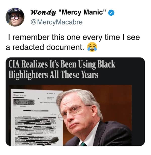 funny Onion headlines post about CIA using black highlighters for years