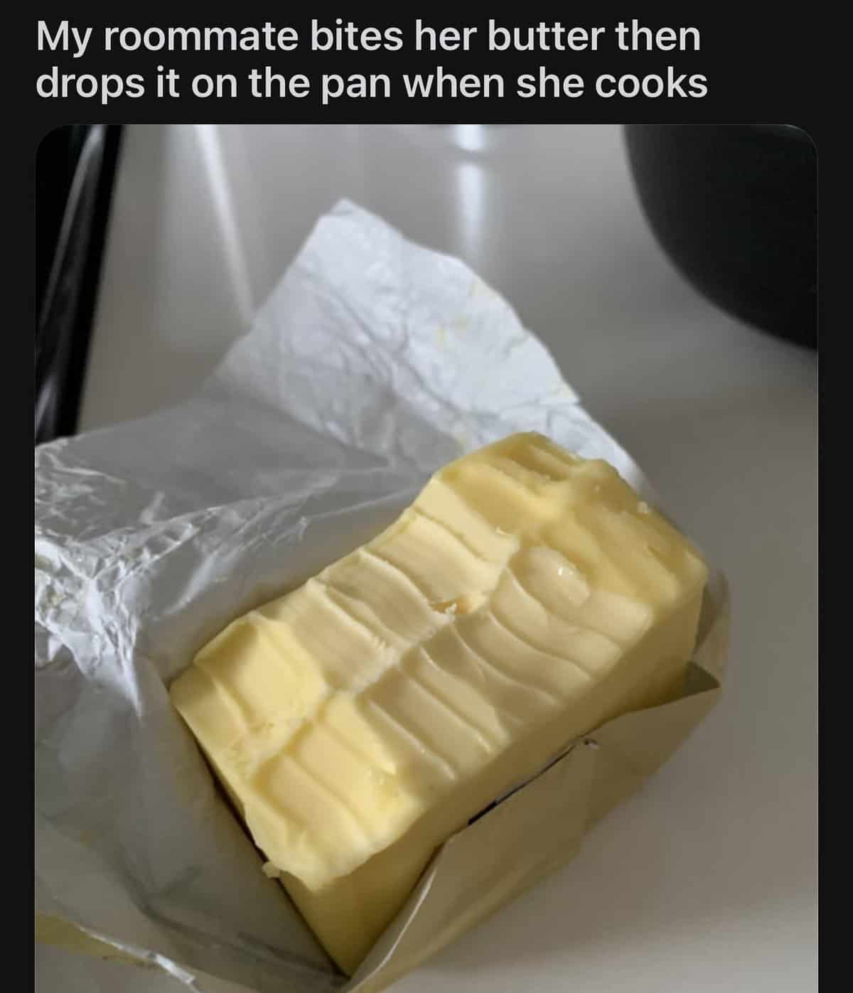 Stick of butter with visible bite marks