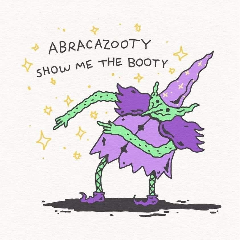 A funny pic of a goblin wizard casting a spell that says "show me the booty."