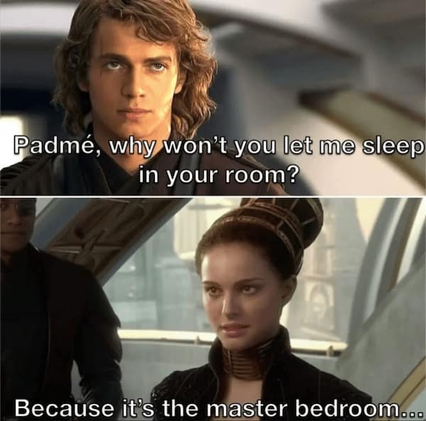 A funny pic of a Star Wars prequel meme about Anakin Skywalker not being a Jedi Master.