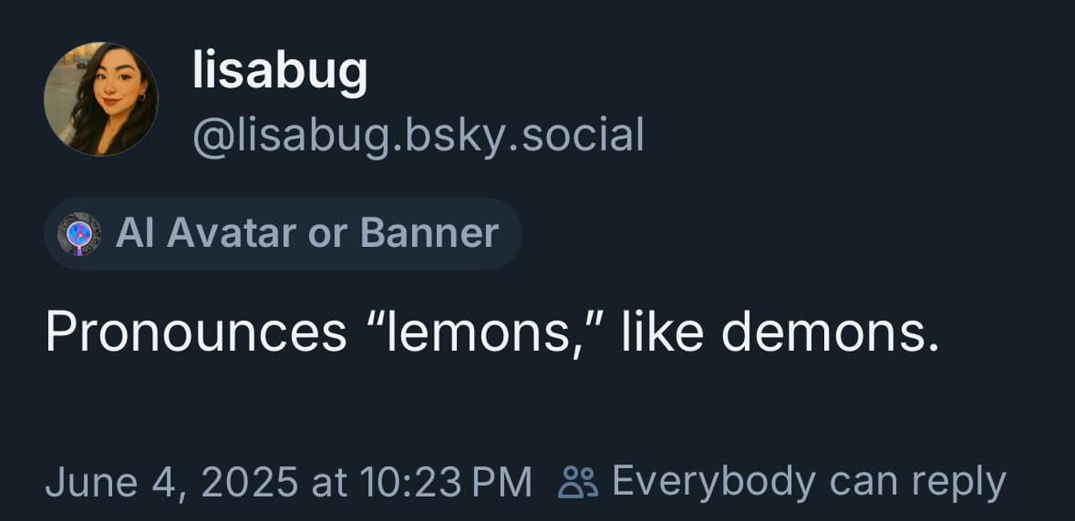 A funny pic of a post about pronouncing the word "lemons" like "demons."