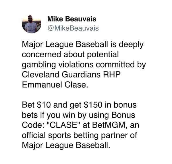 MLB worried about gambling while promoting betting codes