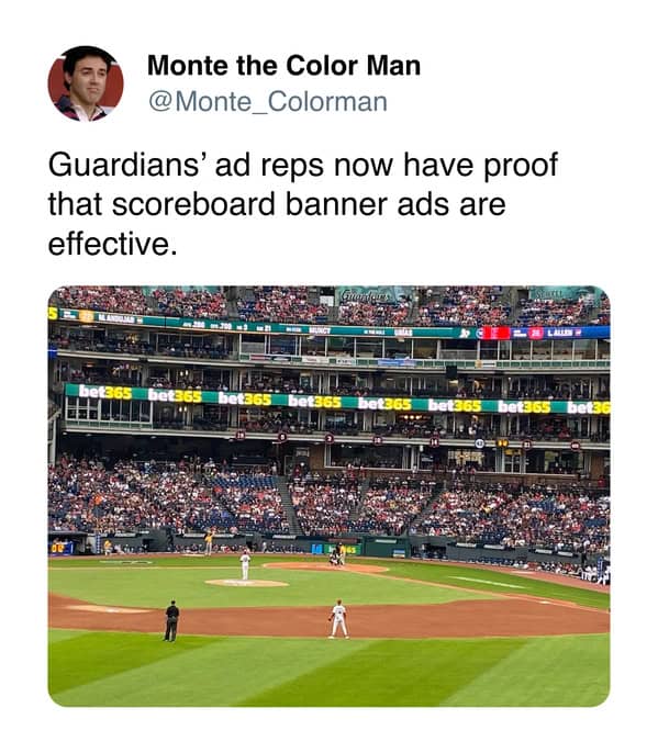 Guardians field with prominent gambling banner ads