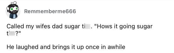 A funny text fail story about accidentally calling a father-in-law a very inappropriate nickname.