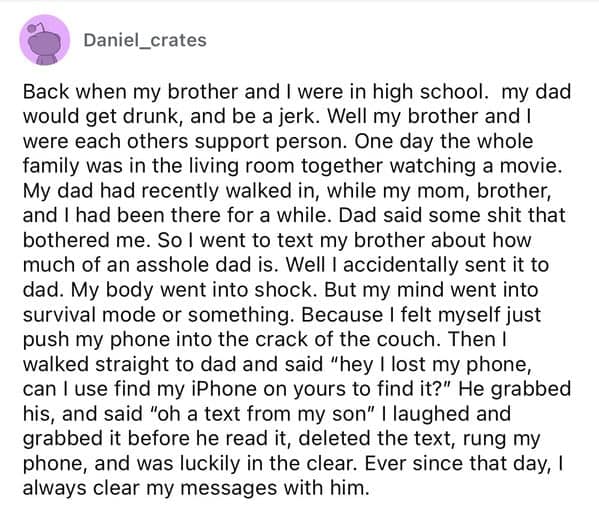 A text fail story about a person's quick thinking to delete a message sent to the wrong person.