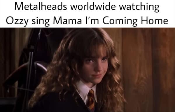 Hermione Granger meme reacting to Ozzy Osbourne’s ballad