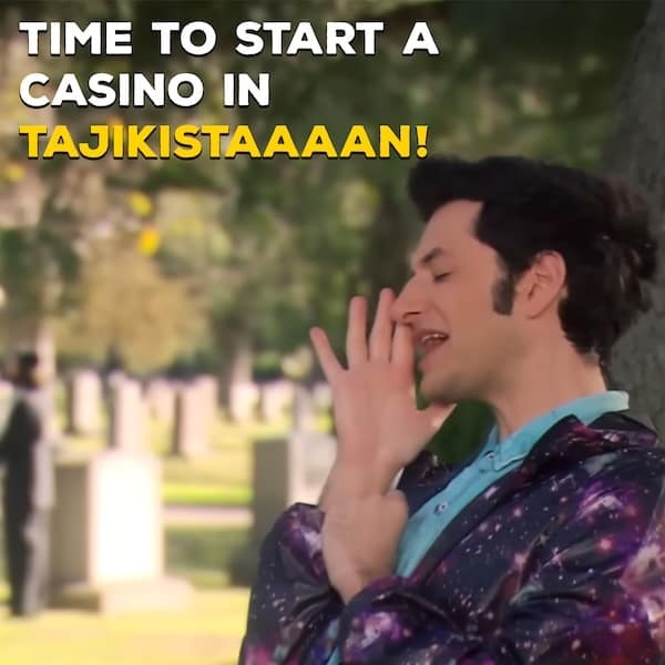 A classic Jean-Ralphio moment from Parks and Rec where he sings about opening a casino.