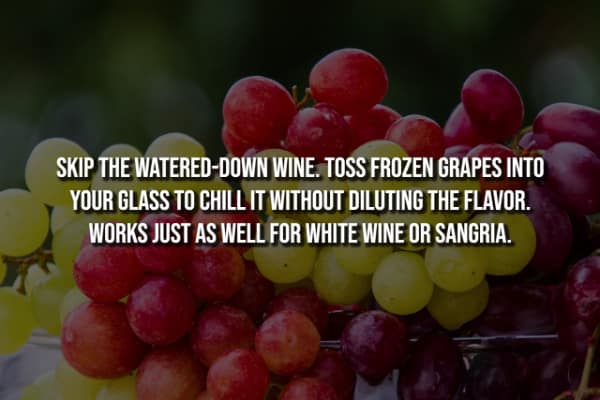 One of the best life hacks for chilling wine without watering it down using frozen grapes.