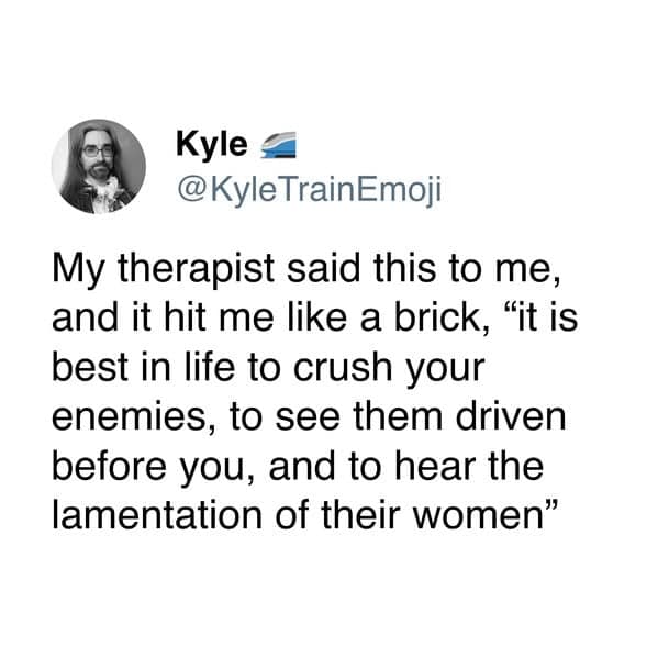 A funny "my therapist said" tweet from a patient who doesn't realize they're the family scapegoat.