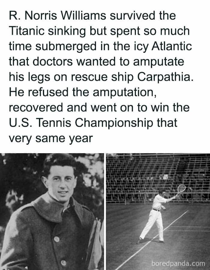 A positive post about the amazing resilience of Titanic survivor and tennis champion R. Norris Williams.